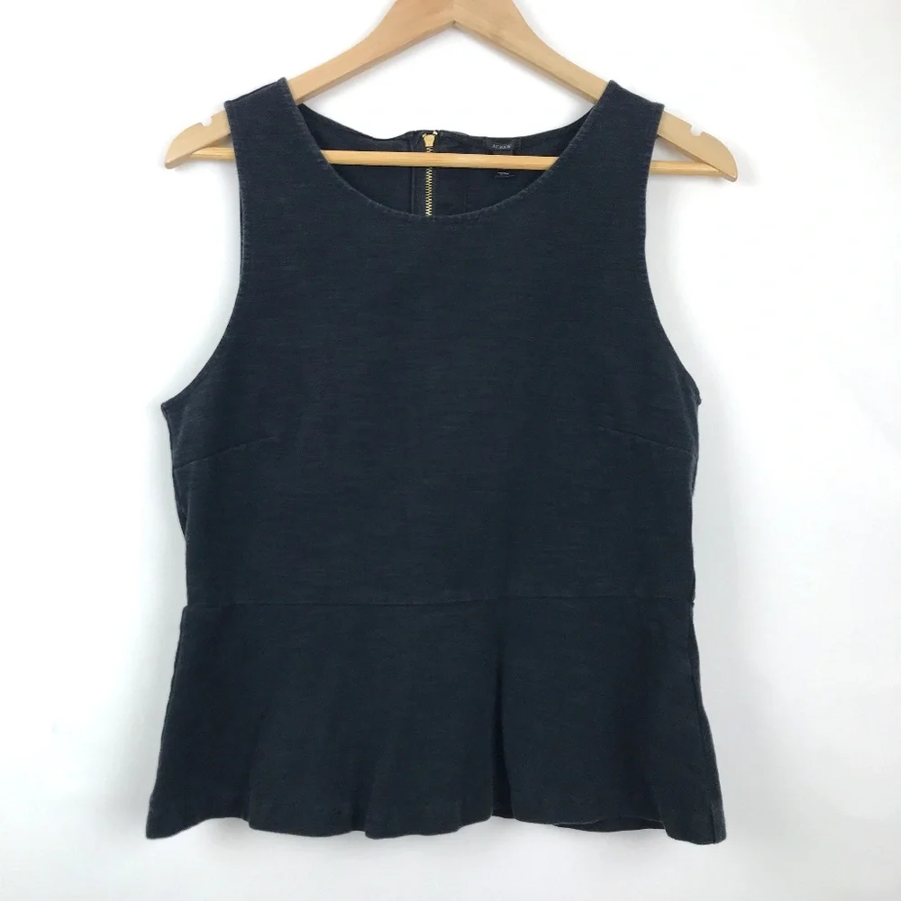 [3 for $15] J. Crew Ponte Peplum Top Black Tank Top Zipper M
